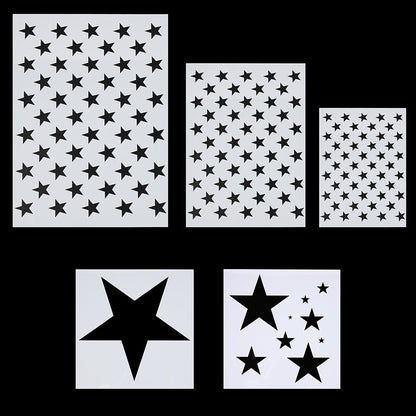 5PCS Multi-Size Star Shape Stencil Template Set
