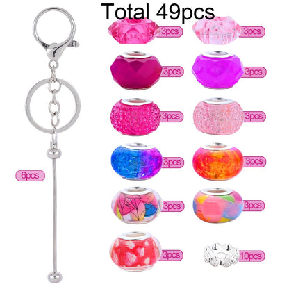 Silver Beaded Keychain Making Kit
