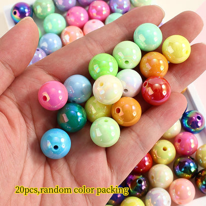 20pcs/set 16mm Shiny AB Color Round Acrylic Focal Beads