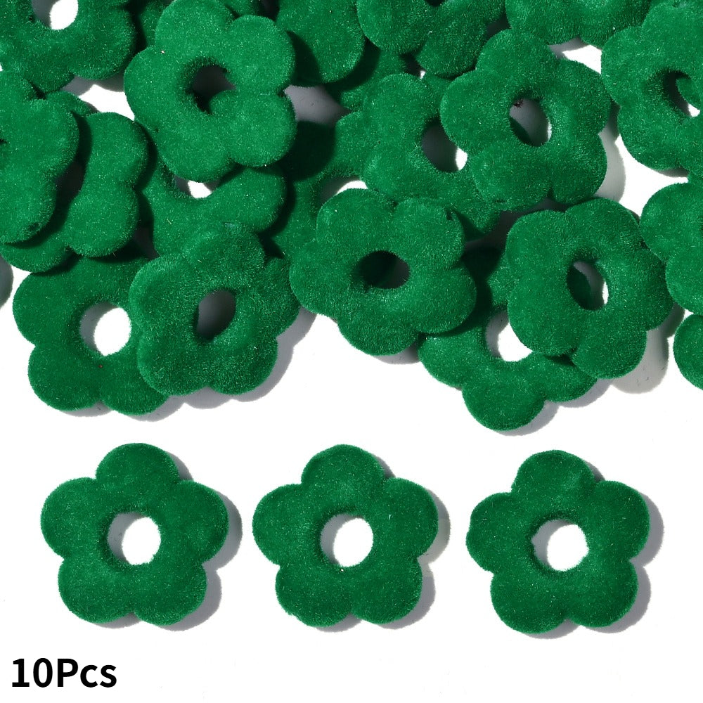 Flocked Flower Resin Beads