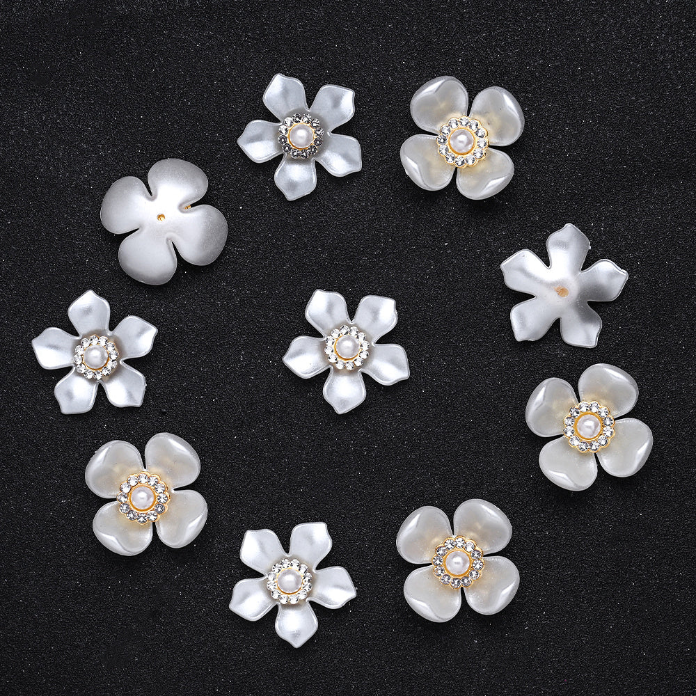 White Acrylic Petal Patch Beads