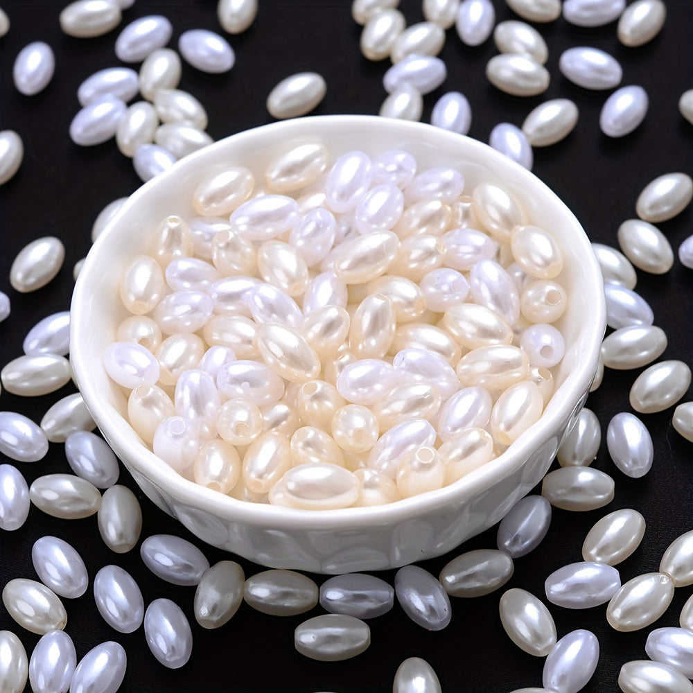 100PCS 6×10mm White Acrylic Bead Set