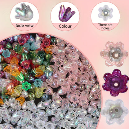 Shiny AB Trumpet Flower Beads