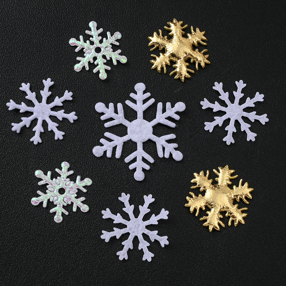 Gold & White Snowflake Polyester Decorations