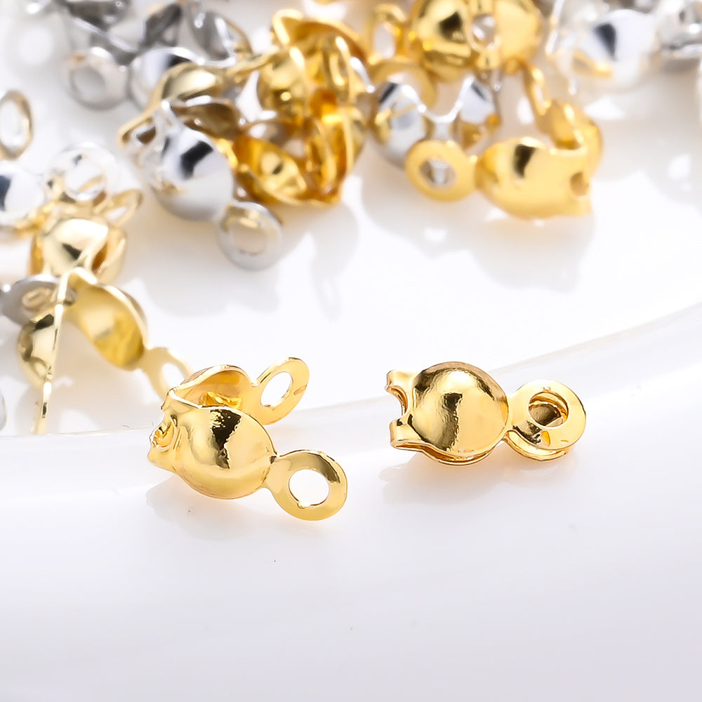 50PCS 3×6mm Gold Bead Cap End Crimp Cover Set