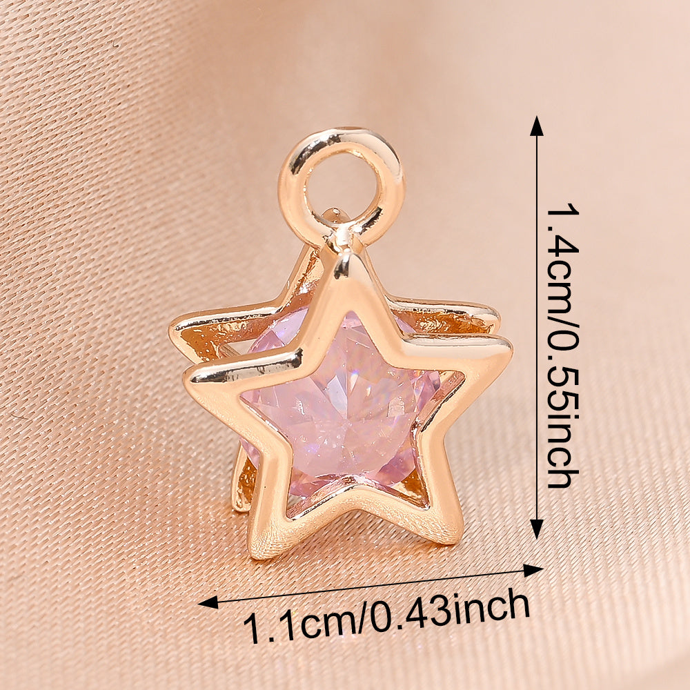 Rhinestone Star Copper Charms