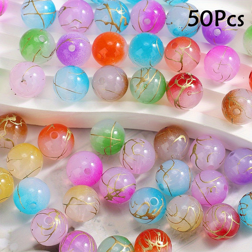 8-16 mm Multicolor Two-Tone Gold-Thread Acrylic Beads