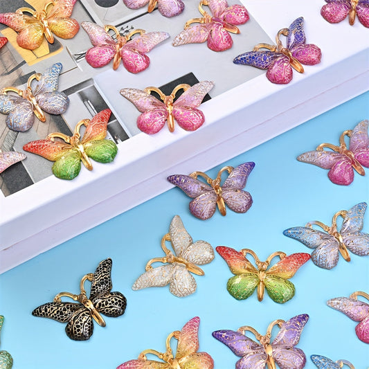 10PCS 23×38mm Colorful Shiny Butterfly Acrylic Charms
