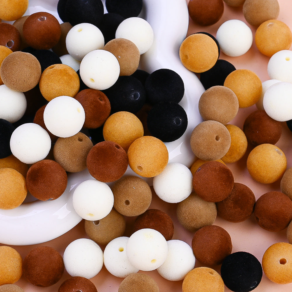 Brown Acrylic Flocked Large Hole Beads