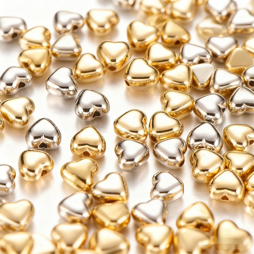 100PCS Gold & Silver Heart CCB Bead Set