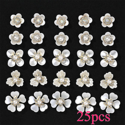 25-Piece Sparkling Rhinestone Flower Flatback Beads