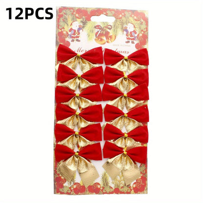 12-Piece Random Christmas Bow Polyester Decorations
