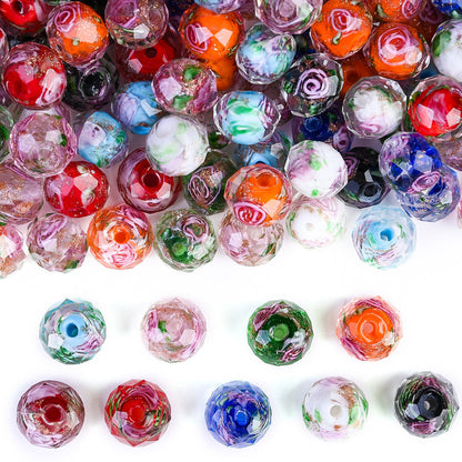 Faceted Rose Flower Glass Beads