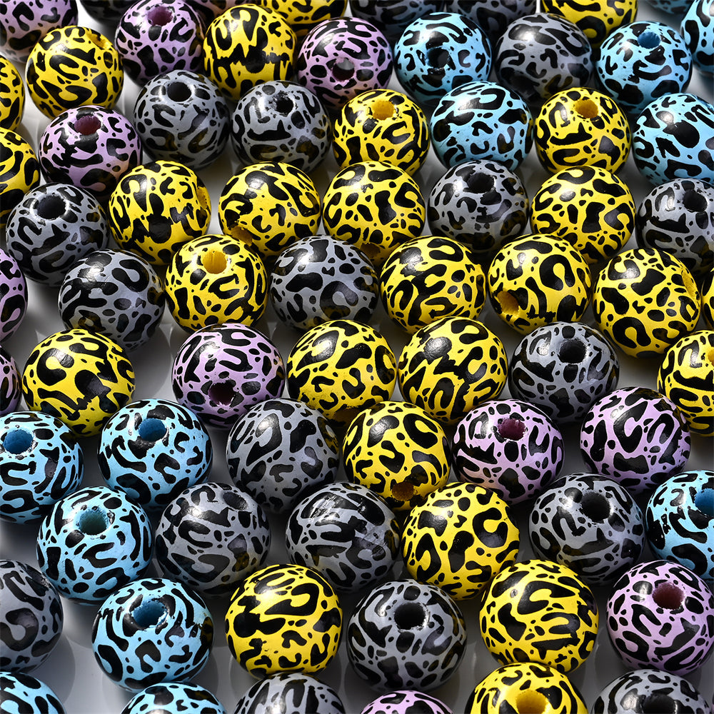 Leopard Print Wooden Spacer Beads