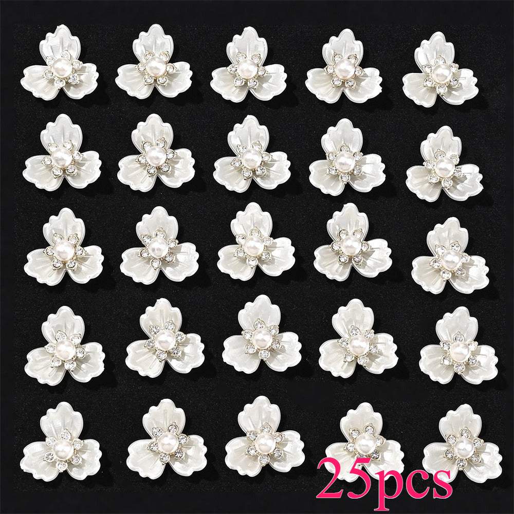 25-Piece Sparkling Rhinestone Flower Flatback Beads