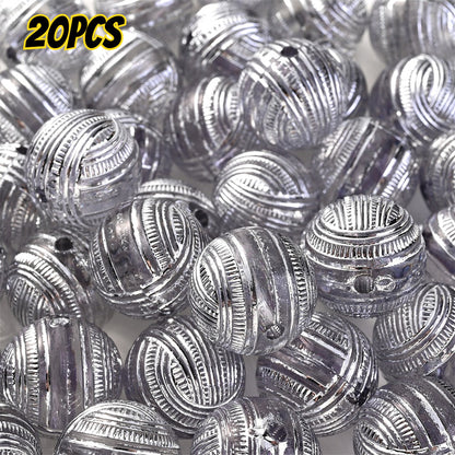 20pcs 16mm Mixed Color Line Round Acrylic Spacer Beads