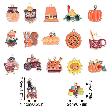 20-Piece Thanksgiving Mixed Alloy Pendant Charms