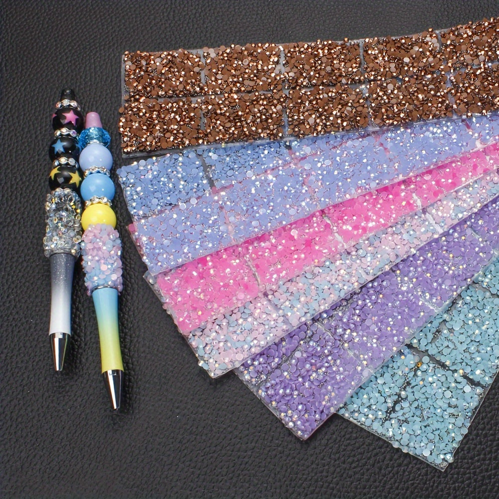 12PCS 4×3cm Self-Adhesive Resin Rhinestone Embellishment Strips