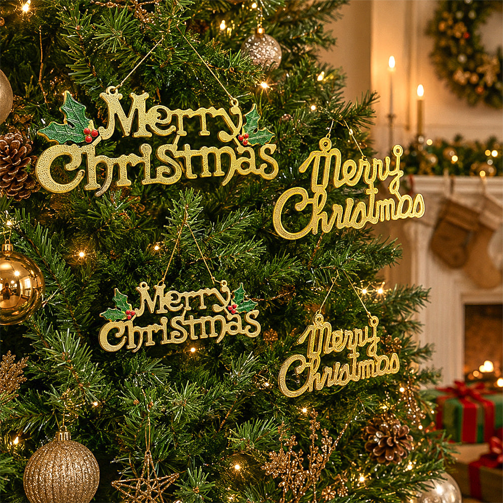 Golden Merry Christmas Letter Pendants