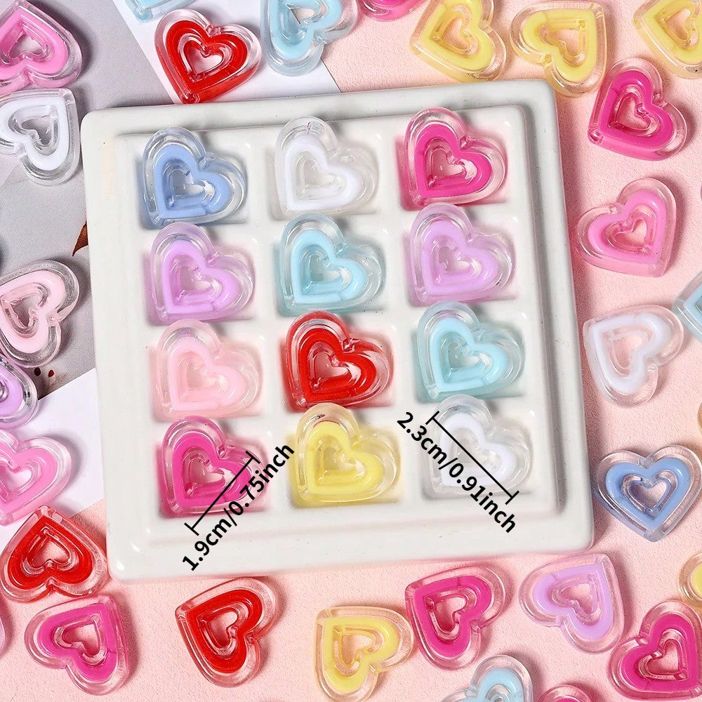 Acrylic Heart-Shaped Beads