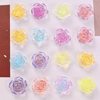 100PCS 7mm Luminous Rainbow Flower Acrylic Bead Set