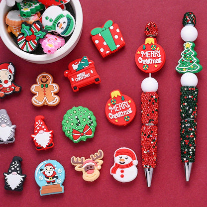 20PCS Christmas-Themed Silicone Loose Bead Set