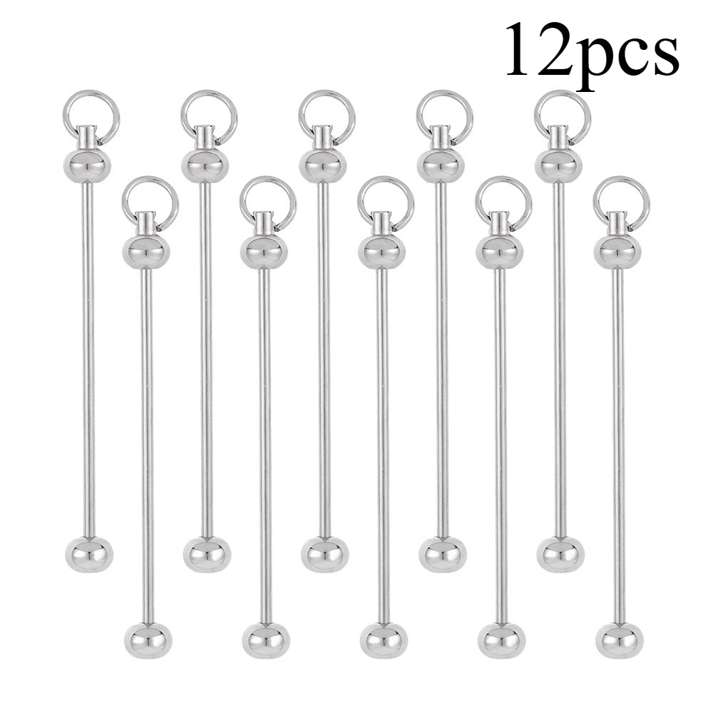 Metal Blank Bar Beadable Keychain Set