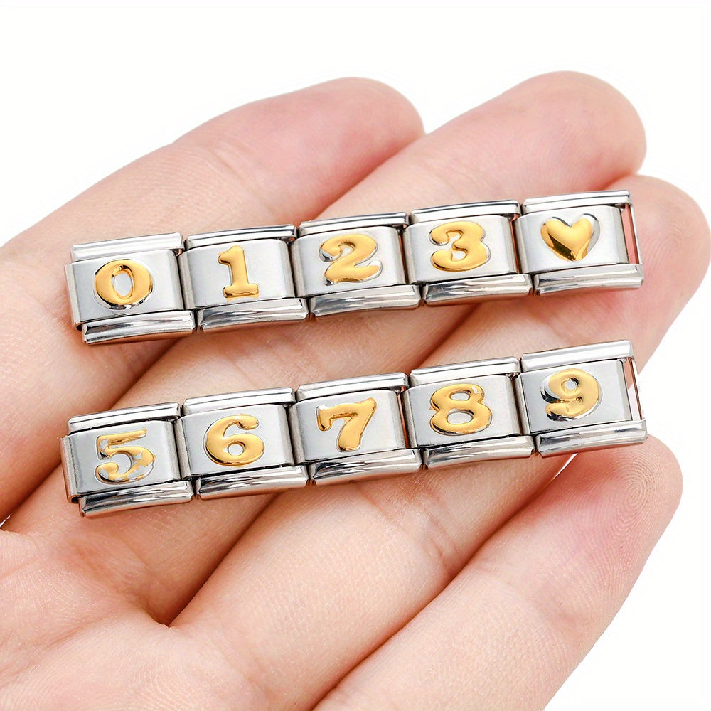 Golden Arabic Numeral Bracelet Module