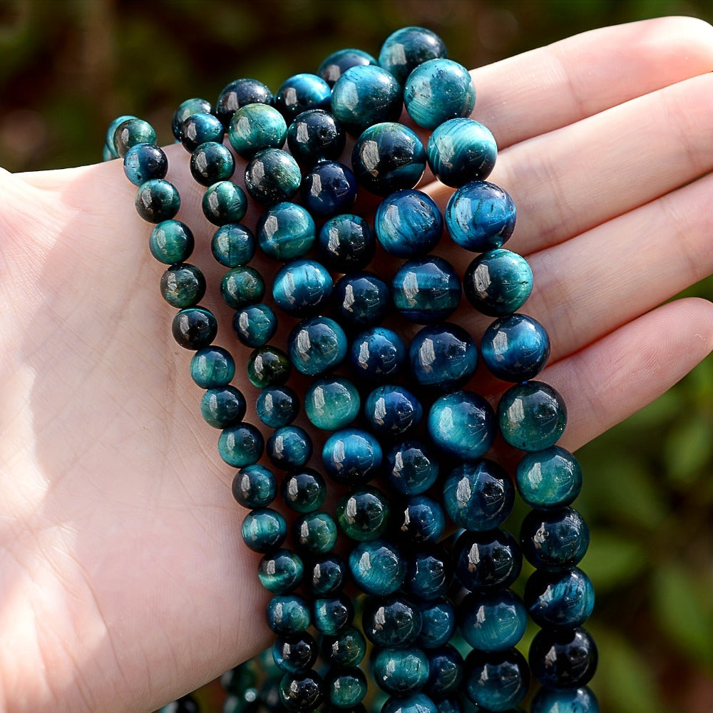 Lake Blue Natural Tiger Eye Stone Beads