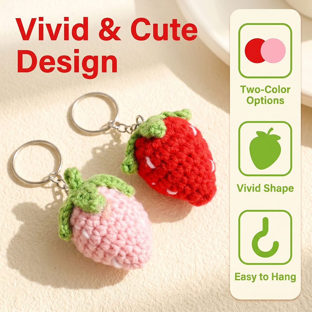 3-Piece Random Knitted Strawberry Charms