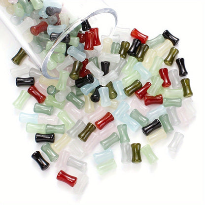 6x12mm 50pcs Mix Colors Coloured Glaze Bamboo Beads