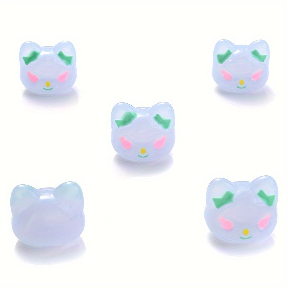 5PCS 17×19mm Luminous Owl Head Acrylic Bead Set
