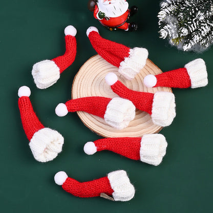 10PCS Mini Christmas Hat & Scarf Bottle Decoration Set