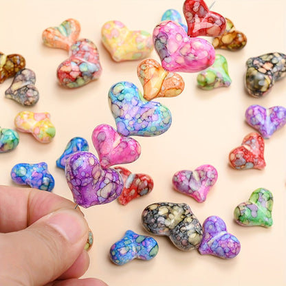 10/20PCS Dyed Acrylic Heart Bead Set