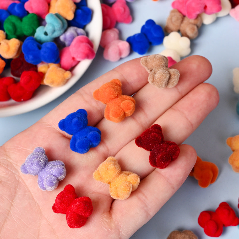 Flocked Bear Resin Beads