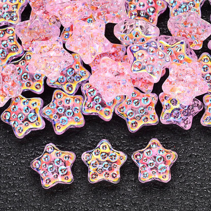 10PCS 18mm AB Shimmer Star Glass Bead Set
