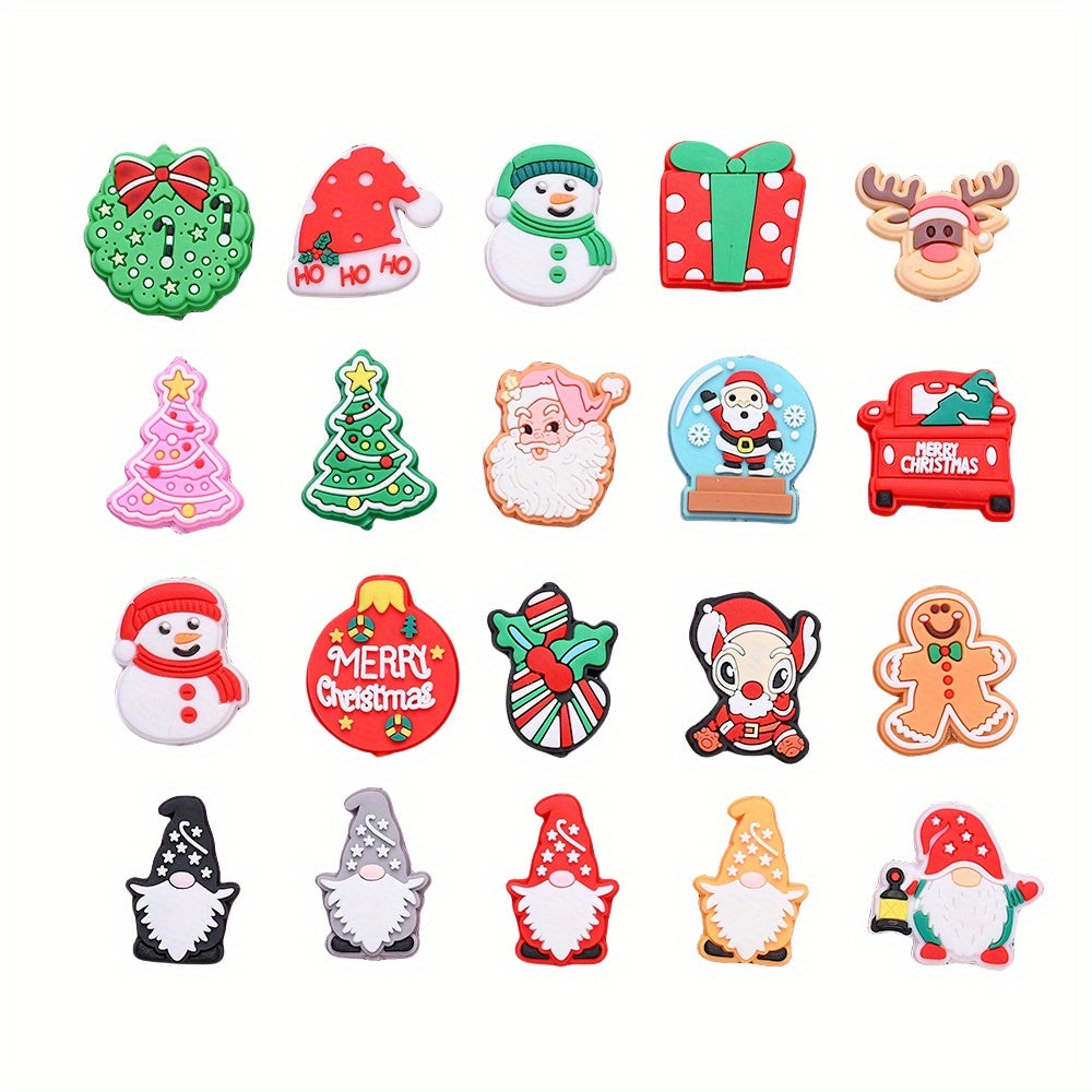 20PCS Christmas-Themed Silicone Loose Bead Set