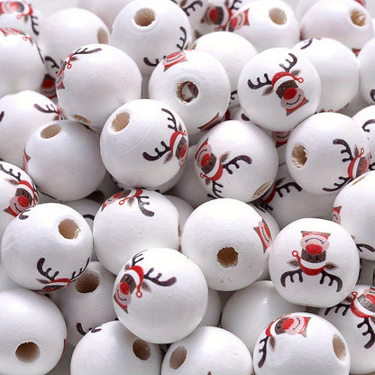 Christmas Wooden Santa & Tree Beads
