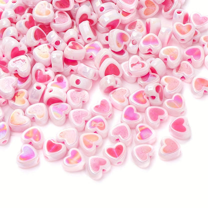 Shiny Heart Acrylic Spacer Beads
