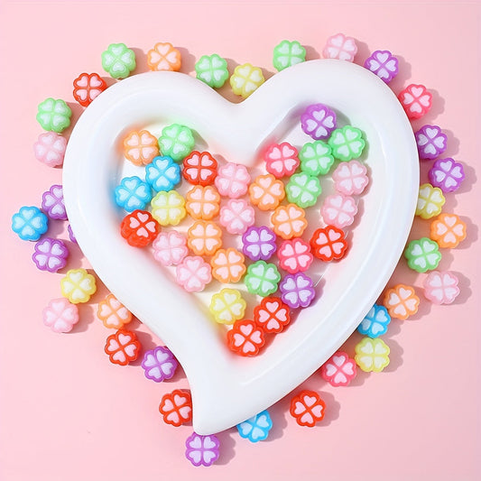 20PCS Colorful Acrylic Candy Butterfly Clover & Round Bead Set