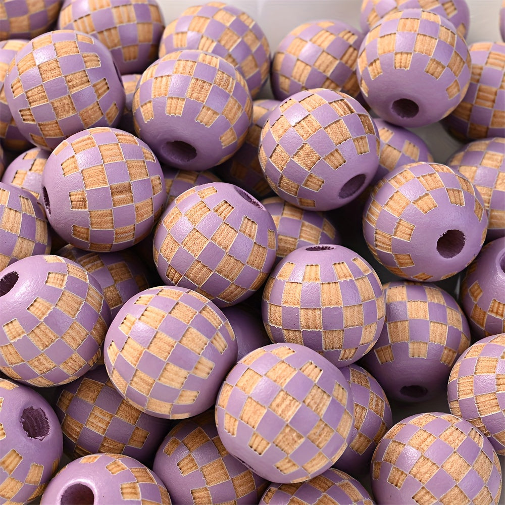 Checkerboard Wooden Spacer Beads