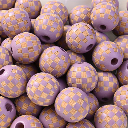 Checkerboard Wooden Spacer Beads