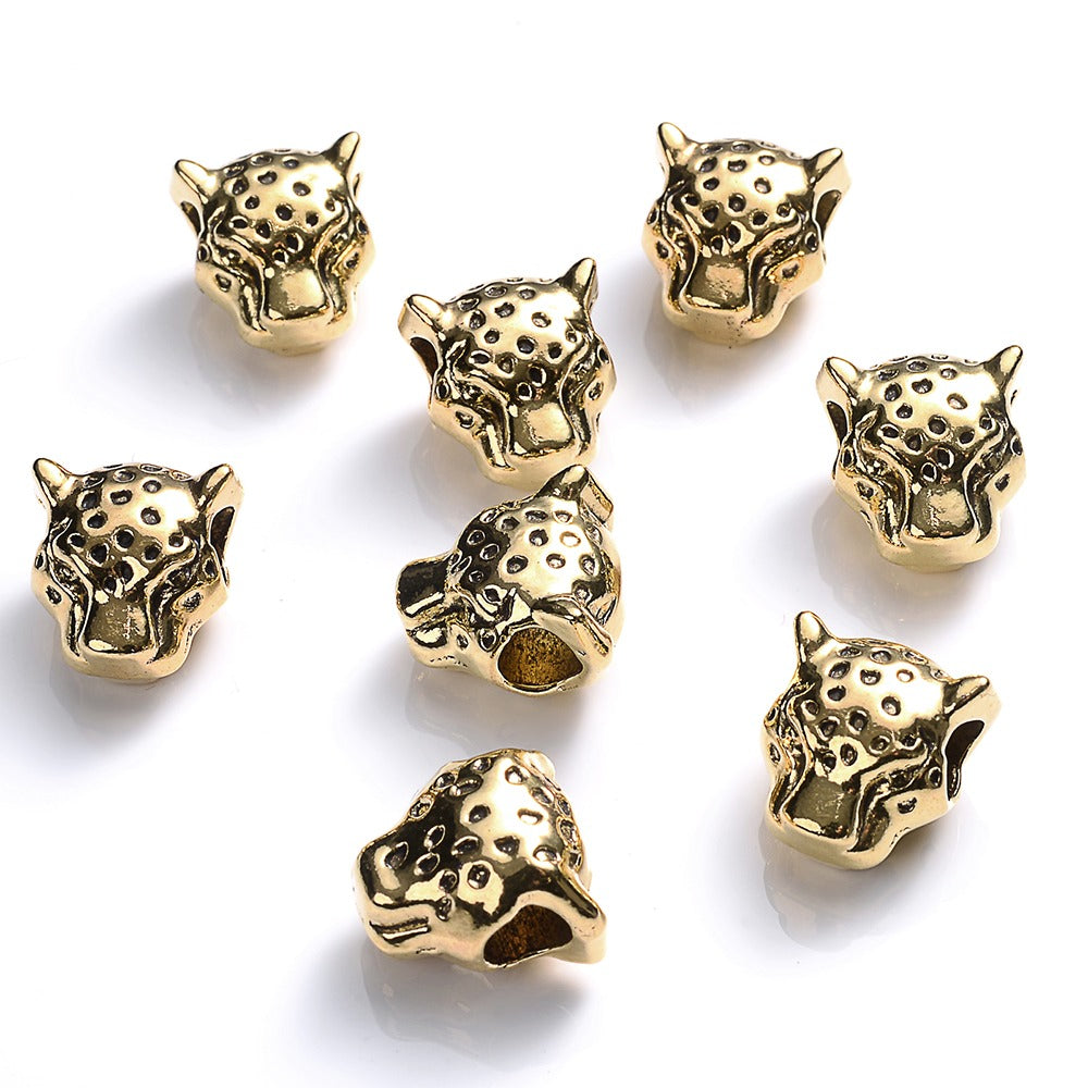 10pcs 12mm Vintage Leopard Head Spacer Beads