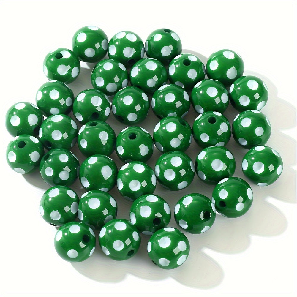 10PCS 16mm Multicolor Resin White Dot Bead Set