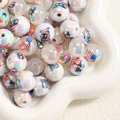 American Flag Pattern Acrylic Beads