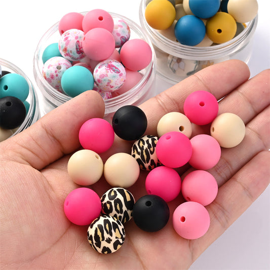 100pcs 15mm Colorful 3 Style Silicone Beads