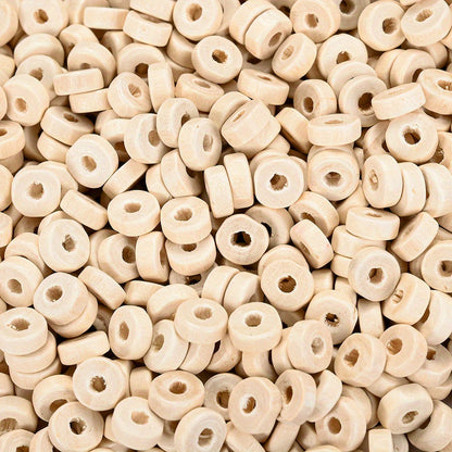 100PCS 8mm Flat Round Wooden Spacer Bead Set