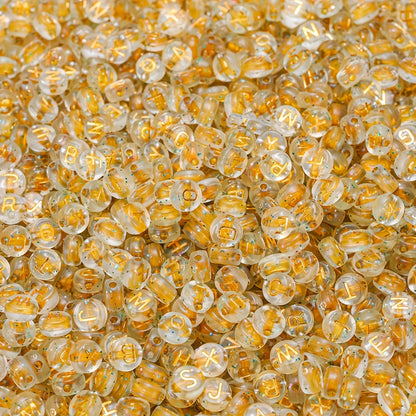Clear Gold Letter Acrylic Beads