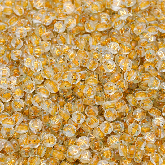 Clear Gold Letter Acrylic Beads