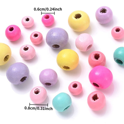Colorful Round Wooden Spacer Beads